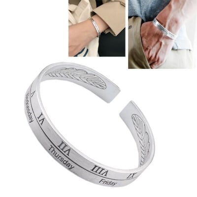 Picture of Popular Greek Letter Adjustable Bracelet Set F1 Temple Exhibition Roman Numeral Electroplating Autumn Retro Brelet Jewelry Accessories Birthday Wedding Engagement Bridal Party Bracelat Ideal Gift Item Braslete Bangles for Male/Female Silver Color