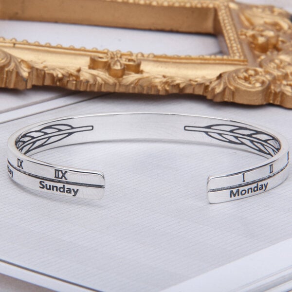 Picture of Popular Greek Letter Adjustable Bracelet Set F1 Temple Exhibition Roman Numeral Electroplating Autumn Retro Brelet Jewelry Accessories Birthday Wedding Engagement Bridal Party Bracelat Ideal Gift Item Braslete Bangles for Male/Female Silver Color