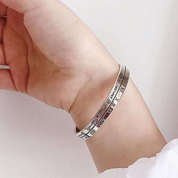 Picture of Popular Greek Letter Adjustable Bracelet Set F1 Temple Exhibition Roman Numeral Electroplating Autumn Retro Brelet Jewelry Accessories Birthday Wedding Engagement Bridal Party Bracelat Ideal Gift Item Braslete Bangles for Male/Female Silver Color
