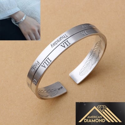 Picture of American Popular Greek Letter Adjustable Bracelet Factory Direct Supply Temple Exhibition Roman Numeral Brelet Jewelry Birthday Wedding Engagement Bridal Party Bracelat Ideal Gift Braslete Bangles for Men and Women Silver Color