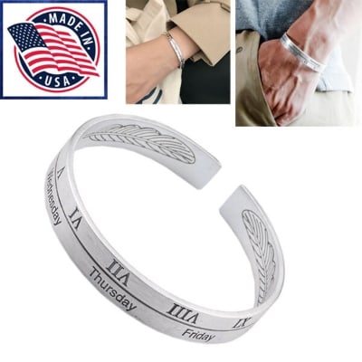 Picture of American Popular Greek Letter Adjustable Bracelet Factory Direct Supply Temple Exhibition Roman Numeral Brelet Jewelry Birthday Wedding Engagement Bridal Party Bracelat Ideal Gift Braslete Bangles for Men and Women Silver Color
