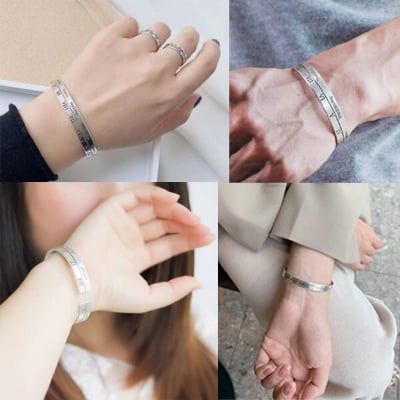 Picture of American Popular Greek Letter Adjustable Bracelet Factory Direct Supply Temple Exhibition Roman Numeral Brelet Jewelry Birthday Wedding Engagement Bridal Party Bracelat Ideal Gift Braslete Bangles for Men and Women Silver Color