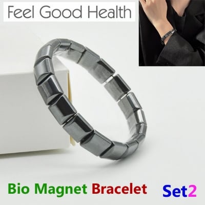 Picture of Popular Bio Magnetic Bracelet Adjustable Natural Hematite Stone Brelet Jewelry Birthday Wedding Engagement Bridal Party Bracelat Ideal Gift Item Braslete Bangles Black Color for Men and Women