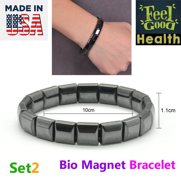Picture of American Popular Bio Magnetic Bracelet Adjustable Factory Direct Supply Set 2 Natural Hematite Stone Electroplating Brelet Jewelry Accessories Birthday Wedding Engagement Bridal Party Bracelat Ideal Gift Braslete Bangles Black Color for All