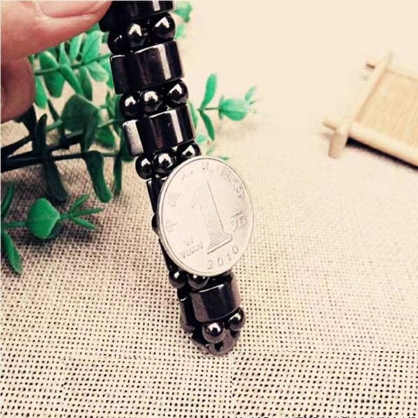 Picture of Bio Magnetic Popular Adjustable Bracelet Set A Natural Hematite Stone Brelet Hot Selling Jewelry Birthday Wedding Engagement Bridal Party Bracelat Ideal Gift Item Braslete Bangles Black Color for Men Women