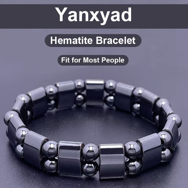 Picture of Bio Magnetic Popular Adjustable Bracelet Set A Natural Hematite Stone Brelet Hot Selling Jewelry Birthday Wedding Engagement Bridal Party Bracelat Ideal Gift Item Braslete Bangles Black Color for Men Women