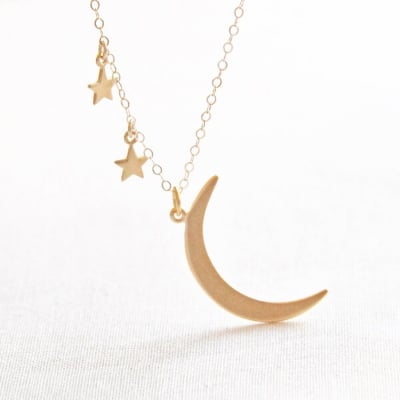 Picture of American Hot Selling Moon Star Chain With Locket Factory Direct Supply Set D1 24K Gold Water Drop Pendant Necklace Versatile Personality Mala Popular Jewelry Accessories Birthday Wedding Engagement Bridal Party Ideal Gift Item Gold/Silver Color for All