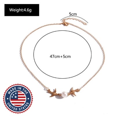 Picture of American Double Flying Birds Hot Selling Pearl Necklace Factory Direct Supply 24K Gold Water Drop Set E Locket Chain Pendant Mala Popular Jewelry Accessories Birthday Wedding Engagement Bridal Party Ideal Gift Item Gold/Silver Color for All