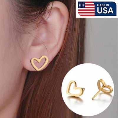 Picture of 1 Pair American Hot Selling Love Queen Heart-Shaped Earrings Factory Direct Supply 24K Gold Water Drop Set P Hollow Eardrop Versatile Personality Kaner Dull Popular Jewelry Accessories Birthday Wedding Engagement Bridal Party Ideal Gift Item Gold Color