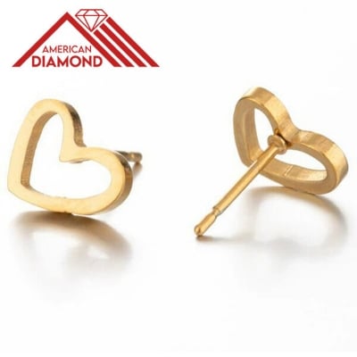 Picture of 1 Pair American Hot Selling Love Queen Heart-Shaped Earrings Factory Direct Supply 24K Gold Water Drop Set P Hollow Eardrop Versatile Personality Kaner Dull Popular Jewelry Accessories Birthday Wedding Engagement Bridal Party Ideal Gift Item Gold Color