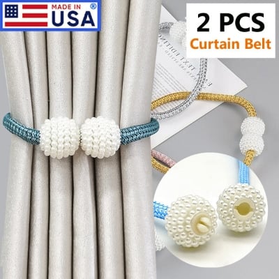 Picture of 2 PCS American Hot Selling Pearl Buckle Curtain Belt Factory Direct Supply Set B Double Headed Tassel Cotton Door and Window Parda Barrier Tie Rope Non Clip/Hook Handmade Kushikata Accessories Popular Cottage Home Decorative Lanyard Ideal Gift Multicolor