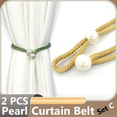 Picture of 2 PCS Popular Pearl Curtain Belt Set C1 Double-Headed Long Tassel Cotton Door and Window Parda Barrier Tie Rope Non Clip/Hook Handmade Kushikata Accessories Hot Selling Cottage Home Decorative Lanyard Fair Festival Gift Item Multicolor