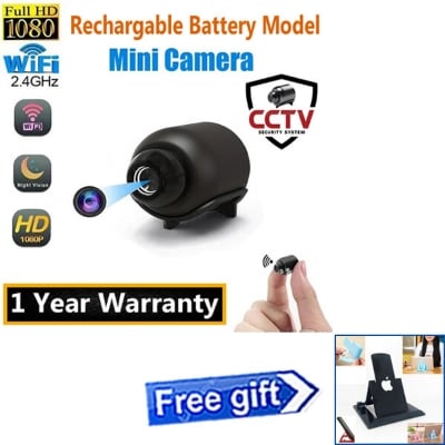 Picture of Rechargeable Battery Full HD 1080P 4K WiFi Mini Camera Factory Direct Supply X5 Wireless CCTV Night Vision 140 Wide Angle Lens Video Recorder Sound Detector for Safety Security IP App Controlled Professional Cam Black Color + Free Gift Mobile Stand Offer!