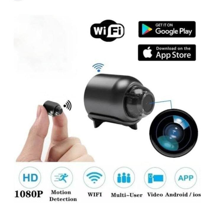 Picture of Premium Rechargeable Battery Full HD 1080P 4K WiFi Mini Camera Factory Direct Supply X5 Wireless CCTV Night Vision 140 Wide Angle Lens Video Recorder Sound  Detector for Safety Security IP App Controlled Professional Cam Black Color + Free Mobile Stand