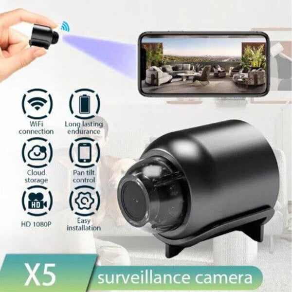 Picture of Premium Rechargeable Battery Full HD 1080P 4K WiFi Mini Camera Factory Direct Supply X5 Wireless CCTV Night Vision 140 Wide Angle Lens Video Recorder Sound  Detector for Safety Security IP App Controlled Professional Cam Black Color + Free Mobile Stand