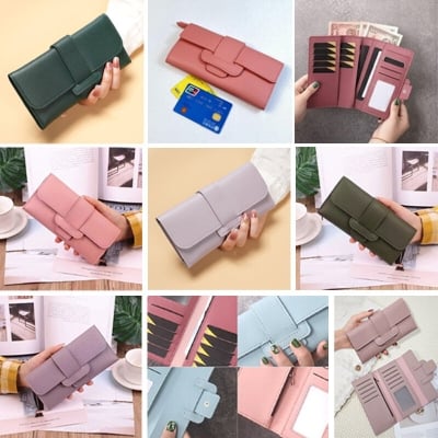 Picture of Three-Folding Women’s Wallet – Large Capacity Multi-Function Card Bag for Students & Ladies Stylish Daily Use - Pink