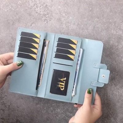 Picture of Three-Folding Women’s Wallet – Large Capacity Multi-Function Card Bag for Students & Ladies Stylish Daily Use - Pink