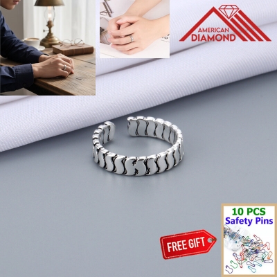Picture of American Adjustable Popular Chain Finger Ring Factory Direct Supply Set B All-Match Retro Angti Hot Selling Jewelry Accessories Birthday Wedding Engagement Bridal Party Ideal Gift Item for Men and Women Silver Colour + Free 10 PCS Multi-Color Safety Pins