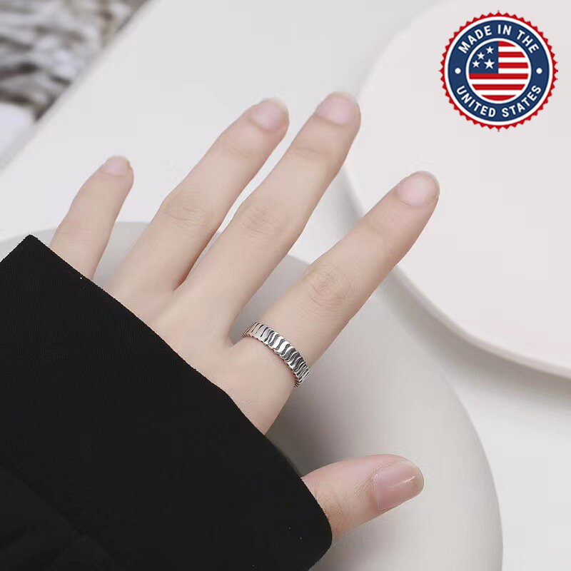 Picture of American Adjustable Popular Chain Finger Ring Set B All-Match Personality Retro Angti Hot Selling Jewelry Birthday Wedding Engagement Bridal Party Ideal Gift for Men and Women Silver Color + Free 1 Piece Nose Pin