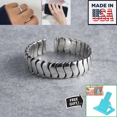 Picture of American Adjustable Popular Chain Finger Ring Factory Direct Supply Set B All-Match Personality Retro Angti Hot Selling Jewelry Accessories Birthday Wedding Engagement Bridal Party Ideal Gift Item for Men and Women Silver Color + Free 1 Piece Mobile Stand