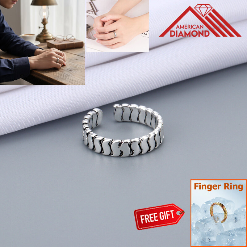 Picture of American Adjustable Popular Chain Finger Ring Factory Direct Supply Set B All-Match Personality Retro Angti Hot Selling Jewelry Accessories Birthday Wedding Engagement Bridal Party Ideal Gift Item for Men and Women Silver Color + Free Matching Gift Item!