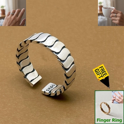 Picture of Adjustable Popular Chain Finger Ring Set C1 All-Match Cold Style Versatile Personality Autumn Retro Angti Ideal JewelryBirthday Wedding Engagement Bridal Party for Men and Women Silver Color + Free Matching Gift Item!