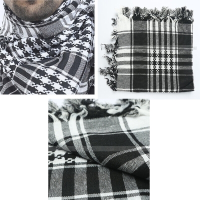 Picture of Premium Soft Cotton Haji Rumal Arab Head Scarf for Men/Women | Classic Black White Check Islamic Prayer Cloth | Comfortable Winter Fabric Hijab Gamcha Pagri Shawl for Hajj & Umrah Use + Free Gift 99 Beautiful Names of Allah (Ticket Size Book) - One size