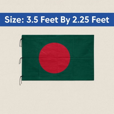 Picture of (3.5 by 2.25) Feet Bangladesh Flag  – Soft Fabric Quality Bright Green & Red Potaka for General Use Schools Classroom Decor Offices Home Decoration Events Creative Craft Purposes Ideal Gift Item