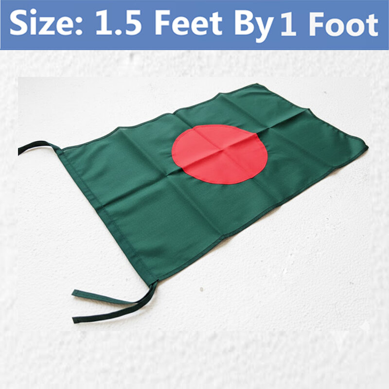Picture of Premium (1.5 by 1) Feet Bangladesh Flag – Direct Factory Supply Green & Red Color Quality Fabric Potaka for Victory/Independence Day Events Projects Craft Decoration Everyday Patriotic Display | Ideal Gift Item