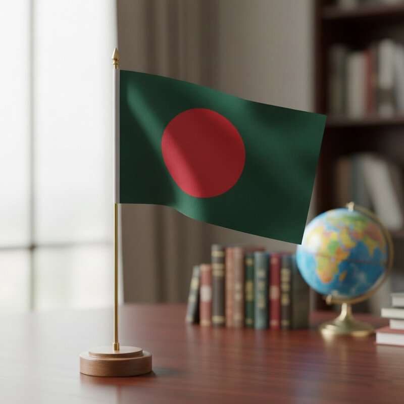 Picture of Premium (1 foot By 8 inch) Bangladesh Flag – Green & Red Color Quality Fabric Potaka for Victory/Independence Day Events Projects Craft Decoration Everyday Patriotic Display | Ideal Gift