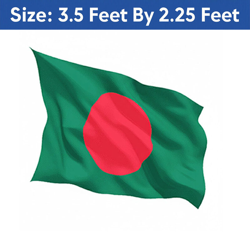 Picture of Premium (3.5 by 2.25) Feet Bangladesh Flag – Green & Red Color Quality Fabric Potaka for Victory/Independence Day Events Projects Craft Decoration Everyday Patriotic Display