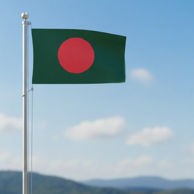 Picture of Premium (3.5 by 2.25) Feet Bangladesh Flag – Green & Red Color Quality Fabric Potaka for Victory/Independence Day Events Projects Craft Decoration Everyday Patriotic Display