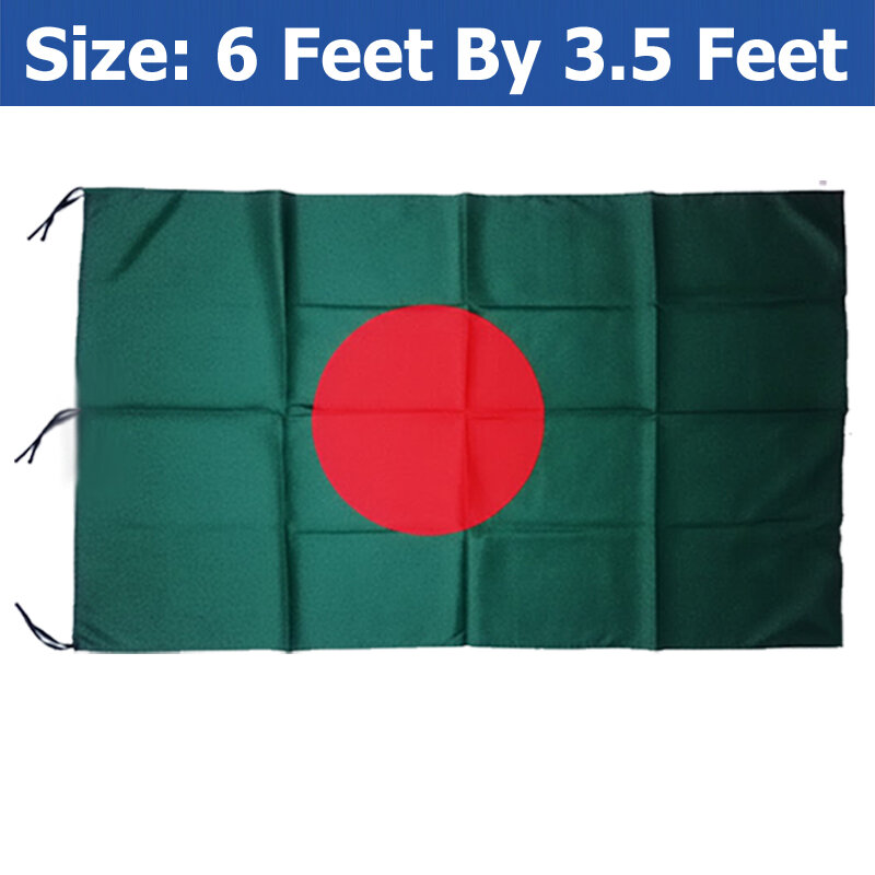 Picture of Premium (6 by 3.5) Feet Bangladesh Flag – Direct Factory Supply Green & Red Color Quality Fabric Potaka for Victory/Independence Day Events Projects Craft Decoration Everyday Patriotic Display | Ideal Gift Item