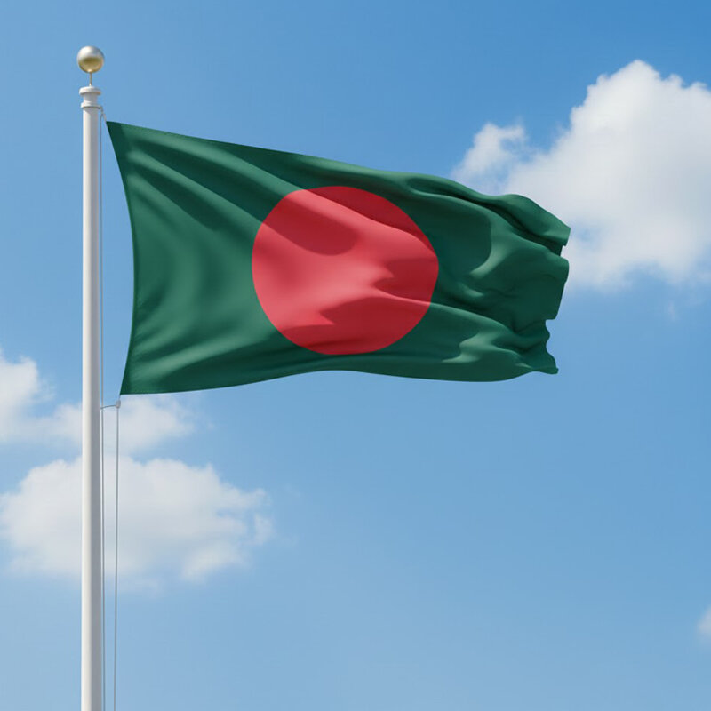 Picture of Premium (5 by 3) Feet Bangladesh Flag – Green & Red Color Fabric Potaka for Victory/Independence Day Events Projects Craft Decoration Everyday Patriotic Display + Free Gift - 2 Pieces Headband!