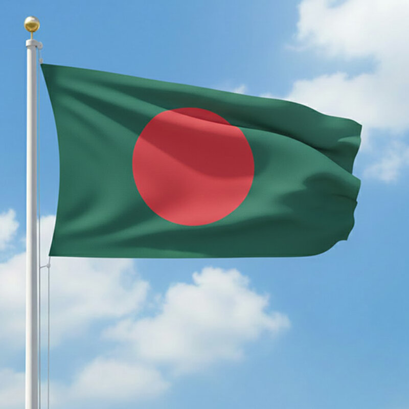 Picture of Premium (6 by 3.5) Feet Bangladesh Flag – Green & Red Color Fabric Potaka for Victory/Independence Day Events Projects Craft Decoration Everyday Patriotic Display + Free Gift - 2 Pieces Headband!