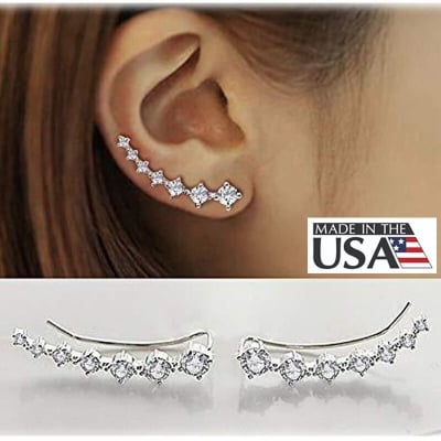 Picture of American 1 Pair Seven Stone Crystal Long Tassel Earrings Hollow Pendant Design Retro Autumn Inspired Versatile Personality Jewelry | Birthday Wedding Engagement Bridal Party Marriage Anniversary Ideal Gift for Modern Women – Silver Color