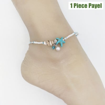 Picture of Hot Selling Pearl Starfish Payel With Beach Inspired Autumn Retro Design Temple Chain Anklet Pendant Foot Ornament Jewelry | Birthday Wedding Engagement Bridal Party Marriage Anniversary Ideal Gift for Modern Women – Multicolor