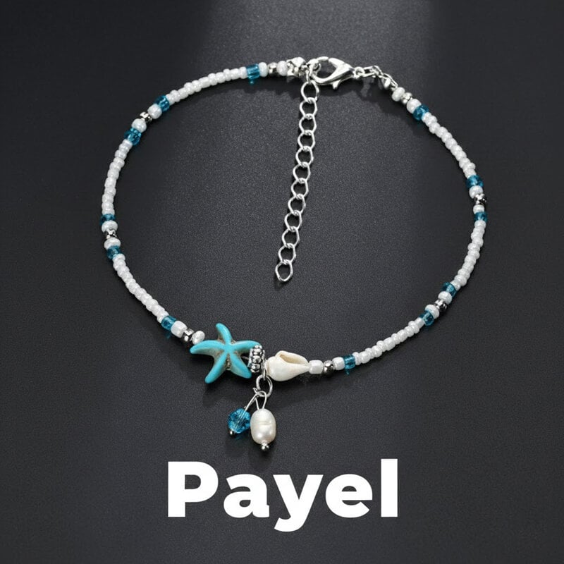 Picture of Hot Selling Pearl Starfish Payel With Beach Inspired Autumn Retro Design Temple Chain Anklet Pendant Foot Ornament Jewelry | Birthday Wedding Engagement Bridal Party Marriage Anniversary Ideal Gift for Modern Women – Multicolor
