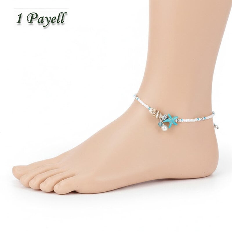 Picture of Hot Selling Pearl Starfish Payel With Beach Inspired Autumn Retro Design Temple Chain Anklet Pendant Foot Ornament Jewelry | Birthday Wedding Engagement Bridal Party Marriage Anniversary Ideal Gift for Modern Women – Multicolor