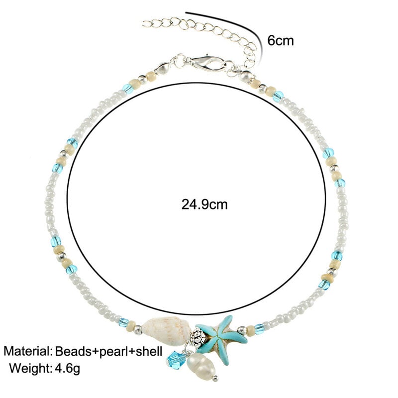 Picture of Hot Selling Pearl Starfish Payel With Beach Inspired Autumn Retro Design Temple Chain Anklet Pendant Foot Ornament Jewelry | Birthday Wedding Engagement Bridal Party Marriage Anniversary Ideal Gift for Modern Women – Multicolor