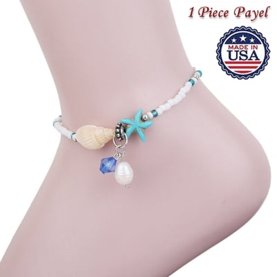 Picture of American Popular Pearl Sea Star Payel With Beach Inspired Autumn Retro Design Temple Chain Anklet Pendant Foot Ornament Jewelry | Birthday Wedding Engagement Bridal Party Marriage Anniversary Ideal Gift for Modern Women – Multicolor