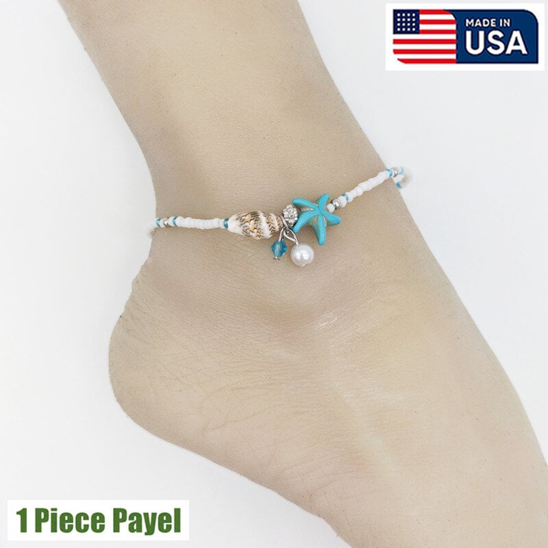 Picture of American Popular Pearl Sea Star Payel With Beach Inspired Autumn Retro Design Temple Chain Anklet Pendant Foot Ornament Jewelry | Birthday Wedding Engagement Bridal Party Marriage Anniversary Ideal Gift for Modern Women – Multicolor