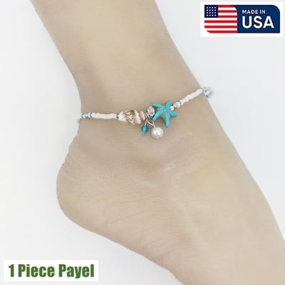 Picture of American Popular Pearl Sea Star Payel With Beach Inspired Autumn Retro Design Temple Chain Anklet Pendant Foot Ornament Jewelry | Birthday Wedding Engagement Bridal Party Marriage Anniversary Ideal Gift for Modern Women – Multicolor