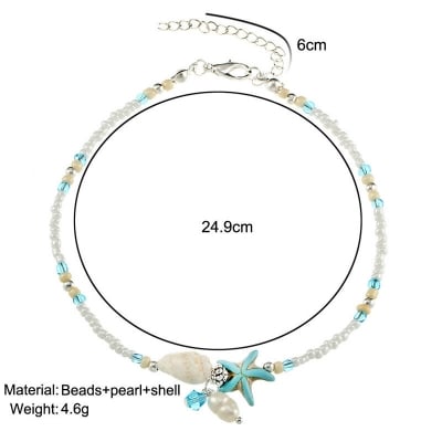 Picture of American Popular Pearl Sea Star Payel With Beach Inspired Autumn Retro Design Temple Chain Anklet Pendant Foot Ornament Jewelry | Birthday Wedding Engagement Bridal Party Marriage Anniversary Ideal Gift for Modern Women – Multicolor