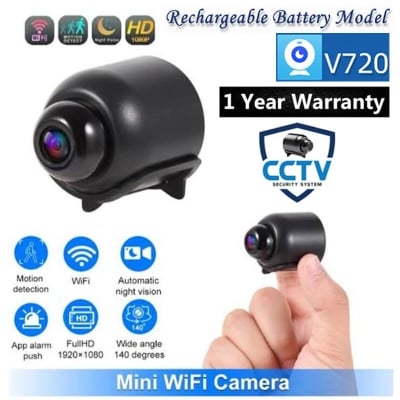 Picture of Mini CCTV Camera X5 Full HD WiFi 1080P 4K With Wireless Support Night Vision 140 Degree Wide Angle Lens Motion Detection Audio Video Recording Mobile App Remote Monitoring Professional Home Security Gadget Black Color