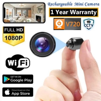 Picture of Mini CCTV Camera X5 Full HD WiFi 1080P 4K With Wireless Support Night Vision 140 Degree Wide Angle Lens Motion Detection Audio Video Recording Mobile App Remote Monitoring Professional Home Security Gadget Black Color