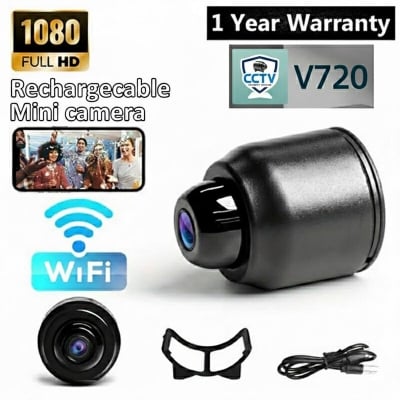 Picture of Mini CCTV Camera X5 Full HD WiFi 1080P 4K With Wireless Support Night Vision 140 Degree Wide Angle Lens Motion Detection Audio Video Recording Mobile App Remote Monitoring Professional Home Security Gadget Black Color