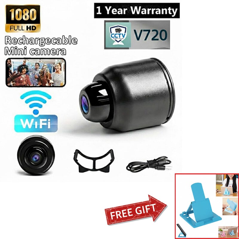 Picture of Mini CCTV Camera X5 Full HD WiFi 1080P 4K Wireless Night Vision 140° Wide Angle Lens Motion Detection Audio Video Recording App Remote Monitoring Professional Home Security Gadget Black – Bonus Mobile Stand Included