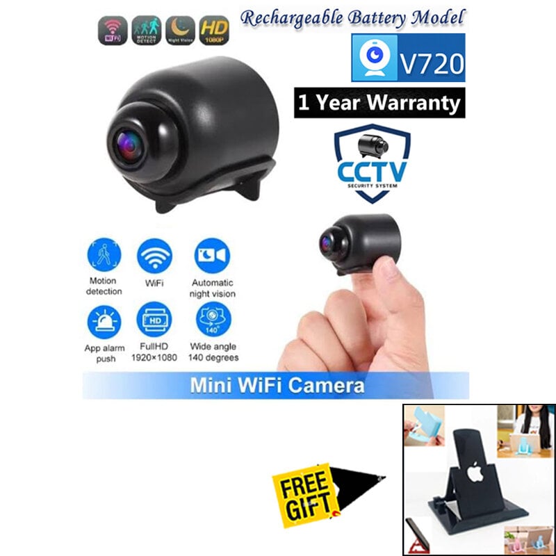 Picture of Mini CCTV Camera X5 Full HD WiFi 1080P 4K Wireless Night Vision 140° Wide Angle Lens Motion Detection Audio Video Recording App Remote Monitoring Professional Home Security Gadget Black – Bonus Mobile Stand Included