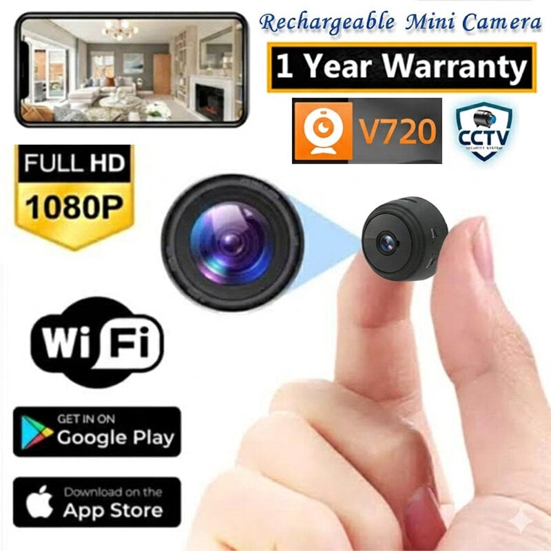 Picture of Mini CCTV Camera A9 Full HD WiFi 1080P 4K With Wireless Support Night Vision 140 Degree Wide Angle Lens Motion Detection Audio Video Recording Mobile App Remote Monitoring Professional Home Security Gadget Black Color
